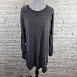 Tek Gear Womens XL Long Sleeve Gray Tee Stretch Jersey Crew Neck Casual GRA70E